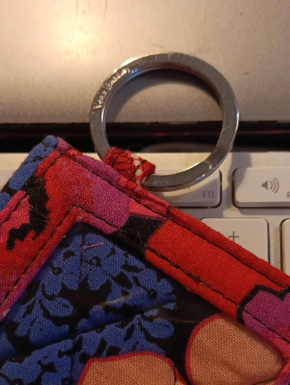 Vera Bradley Floral Quilted Key Pouch in Red, Blue, Pink, Orange, Green - Picture 3 of 6